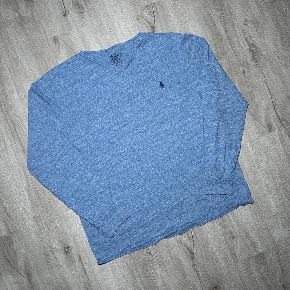 Ralph Lauren V-Neck blue long sleeve shirt